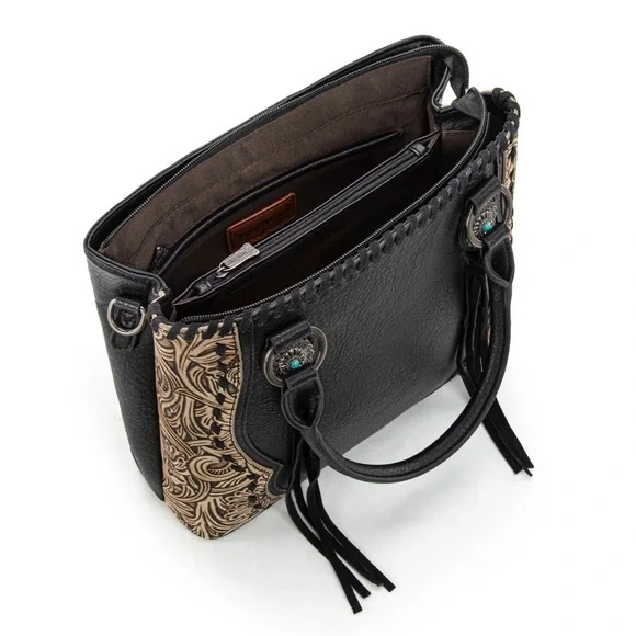 Elegant Black and Tan Women's Satchel - Picture 3 of 8